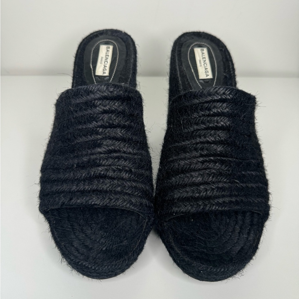 Balenciaga Black Espadrille Wedges Sz 39 - Picture 2 of 7
